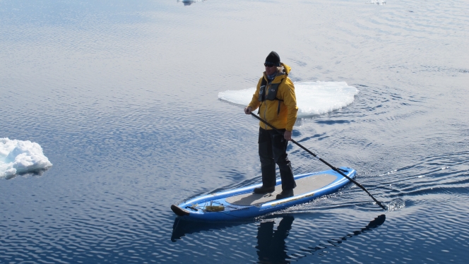 Stand-up paddleboarding in Antarctica