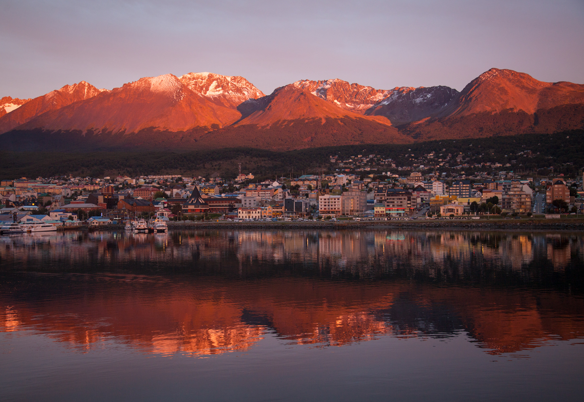 Views of Ushuaia during a sunset