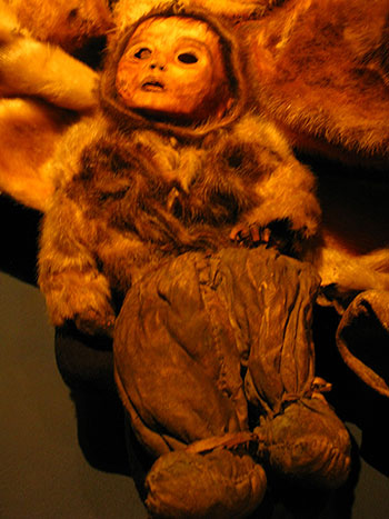 Mummies on display in the Greenland National Museum